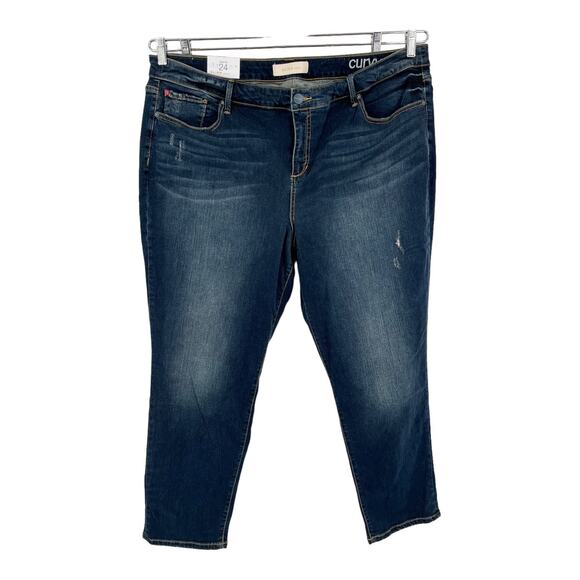 Slink Jeans Karina mid rise slim curvy dark blue plus size 24 NEW - Picture 1 of 7
